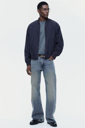 H&M Lightweight Bomber Jacket in Dark Blue at Nordstrom, Size Xxx-Large