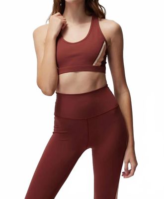Spiritual Gangster Velo Dream Tech Eco Jersey Racerback Bra In Washed Burgundy