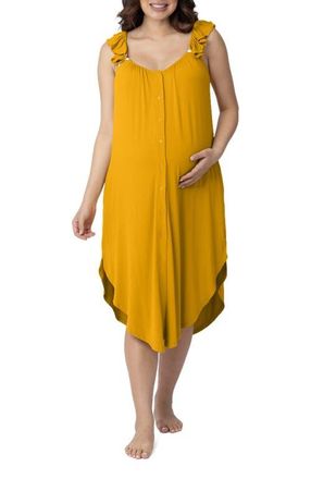 Kindred Bravely Ruffle Strap Labor & Delivery Gown in Honey at Nordstrom, Size X-Large
