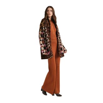 Maliparmi Knit Lurex Rib Trouser - Dames - Wijde Broeken - Bruin - L - Broeken