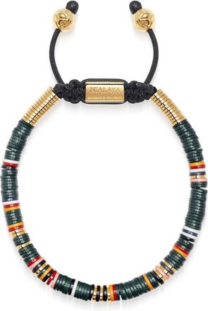 Nialaya beaded bracelet - men - stainless steel/Nylon/Stone - M - Black