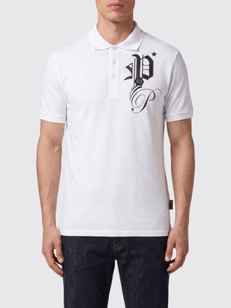 Philipp Plein Polo in cotone con logo monogram e chiusura a tre bottoni
