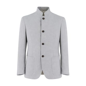 Eleventy Light Jackets, male, Blue, Size: XL Mandarin Collar Jacket