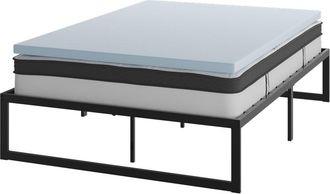 Flash Furniture 14 in Metal Platform Bed Frame and 2 in Cool Gel Memory Foam Topper - Full