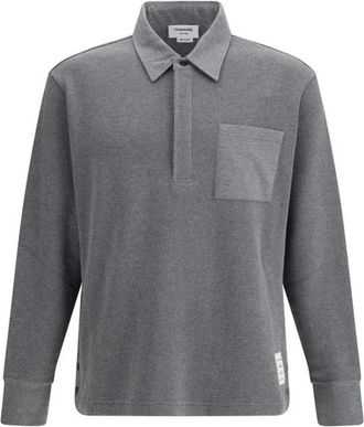 Thom Browne Katoenen polo shirt met klassiek design - Heren - Polos - Grijs - M - Katoen - Tops