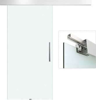 HOMCOM Homcom - Puerta Corredera 102,5x205 Cm Puerta Corrediza De Cristal Con Riel Silenciosa Para Sala De Estar Comedor Transl&uacute;cido