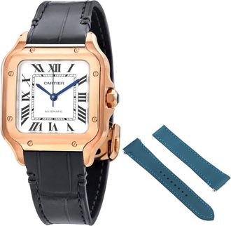 Cartier Santos Medium Model Silvered Opaline Dial Automatic Ladies Watch WGSA0028