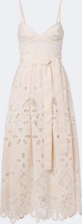 Elie Saab Belted embroidered gathered midi dress