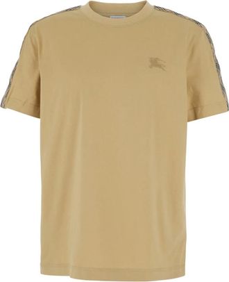 Burberry Tops, Heren, Beige, L, Katoen, T-shirt met ronde hals