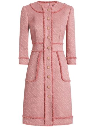 Dolce & Gabbana DNA frayed-edge midi dress - women - Silk/Spandex/Elastane/Virgin Wool/Viscose/Polyamide - 38 - Pink