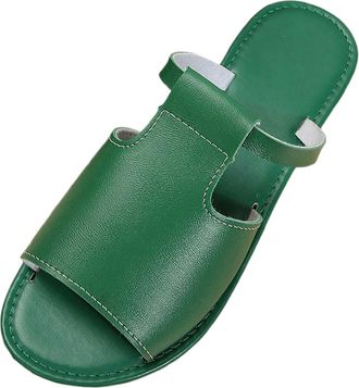 Generic Womens Mules with Footbed, Flat Slippers Slides Non-Slip Slippers Faux Leather Slippers Peep Toe Summer Shoes Summer Comfortable Sandals Flip Flops Be