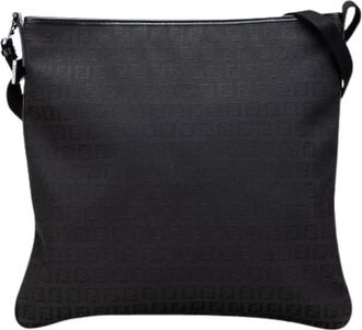 Fendi Pre-owned Canvas Crossbody Bag - Dames - Vintage Schoudertas - Zwart - ONE Size - Leer - Vintage