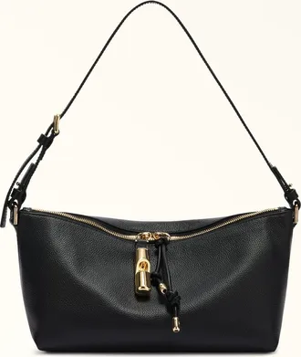 Furla Debby Shoulder Bag Xl Nero Black Night Calf Leather + Sidney Calf Leather Woman