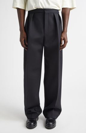 Jacquemus Le Pantalon Citta Pleated Stretch Wool Pants in Black at Nordstrom, Size 36 Us