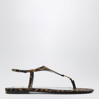 Saint Laurent Cassandre sandals in leopard-print grosgrain