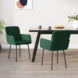 vidaXL Sillas De Comedor 2 Unidades Terciopelo Verde Oscuro Vidaxl