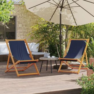 vidaXL Sedie da Spiaggia Pieghevoli 2 pz in Tessuto Blu - Vidaxl