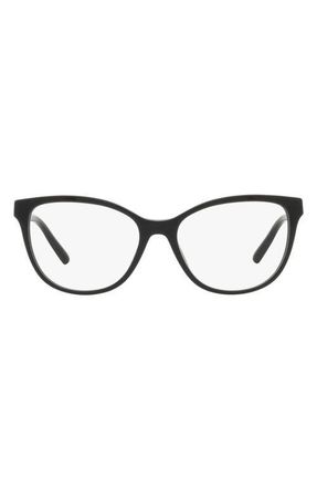 Emporio Armani 53mm Pillow Optical Glasses in Black /Demo Lens at Nordstrom