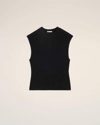 Ami Black Jersey Sleeveless Fitted Top Black - XXL - Unisex