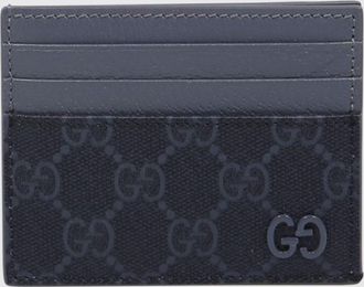 Gucci Portacarte piatto in tessuto GG Supreme con dettagli in pelle