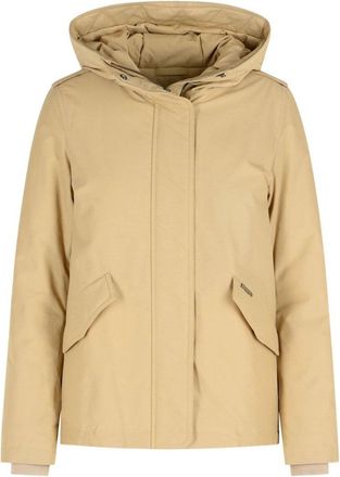 Woolrich Soft Cotton-Polyamide Blend Beige Jacket With Hood