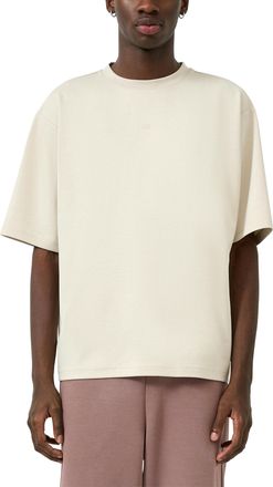 QS by s.Oliver Kurzarmshirt QS, Herren, Gr. XXL, ecru, Jersey, Obermaterial: 53% Baumwolle, 46% Polyester, 1% Elasthan, bestickt, unifarben, weit h&uuml;ftbedeckend, Rund