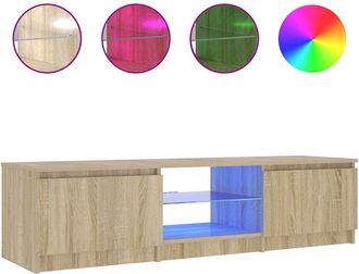 vidaXL Vidaxl - Mueble De Tv Con Luces Led Roble Ahumado 140x40x36 Cm