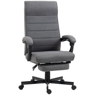 Vinsetto High-Back Home Office Chair with Adjustable Height and Footrest - Grey | TJ Hughes