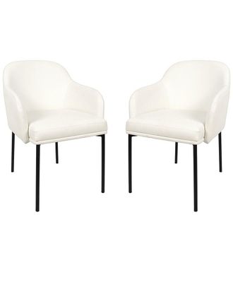 Manhattan Comfort Set Of 2 Loft Metal Vegan Leather Armchairs