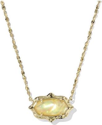 Kendra Scott Elisa Scallop Frame Short Pendant Womens Necklace Womens Necklace Gold Yellow Iridescent Abalone