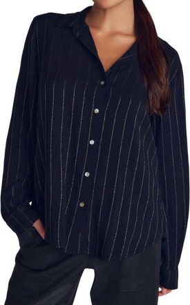 Bella Dahl Lurex Stripe Clean Shirt In Blue