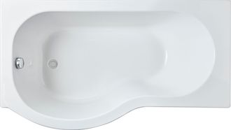 Balterley Modern P Shape Left Hand Shower Bath Tub with Leg Set, 1500mm - White