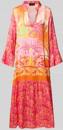 Miss Goodlife Midikleid aus Viskose mit V-Ausschnitt Modell Orange Palm in Rot, Gr&ouml;&szlig;e XL