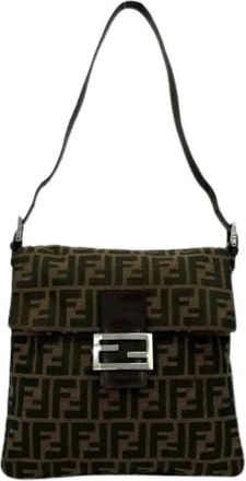 Fendi Pre-owned Shoulder Bags, female, Brown, Size: ONE SIZE Pre-owned Canvas Shoulder Bag