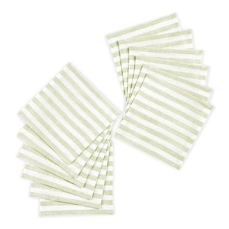 Solino Home Linen Cocktail Napkins - Amalfi Stripe, 6 x 6 in Sage And White at Nordstrom, Size Small