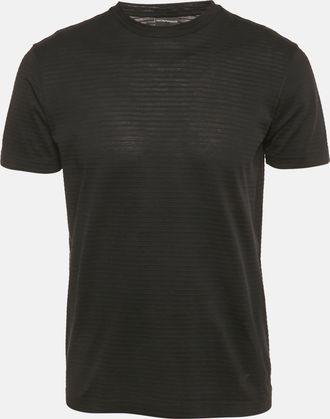 Emporio Armani Black Stripe Knit Short Sleeve T-Shirt