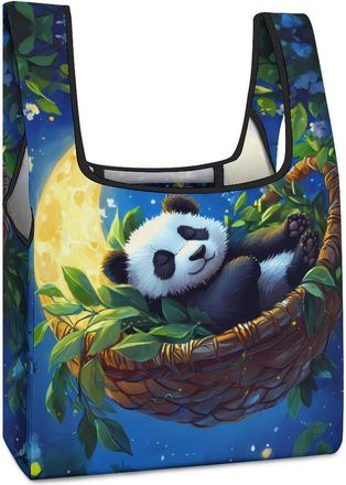 Generic Panda Shopping Bag Reusable Grocery Tote Bag Foldable Handbag for Travel Picnic