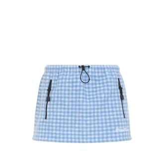 Miu Miu Vichy Gingham Drawstring-waist Fleece Mini Skirt