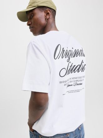 Jack & Jones Kurzarmshirt JACK & JONES JORNORREBRO TYPO TEE SS CREW NECK NOOS, Herren, Gr. XXL, weiss (hellwei&szlig;), Jersey, Obermaterial: 100% Baumwolle, bedruckt, r