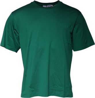 Dolce & Gabbana Mens Green Logo Crew Neck Short Sleeves T-Shirt Cotton
