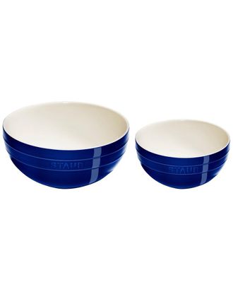 Staub Ceramic 2Pc Dark Blue Nested Mixing Bowl Set