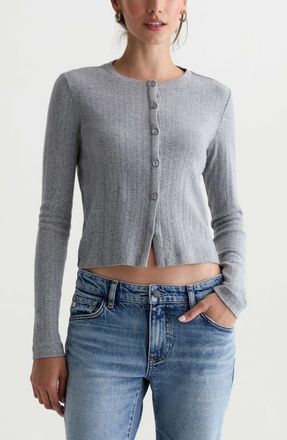 AG - Adriano Goldschmied Edden Cotton Pointelle Cardigan in Heather Grey at Nordstrom, Size X-Large