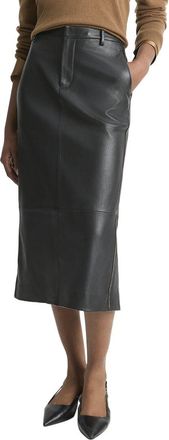 Vince Mid Rise Leather Pencil Skirt