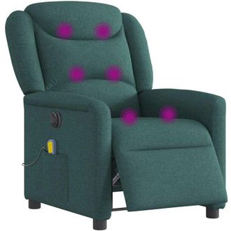 vidaXL Sill&oacute;n Reclinable De Masaje El&eacute;ctrico Tela Verde Oscuro Vidaxl