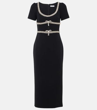 Self Portrait Abito midi in crêpe con cristalli