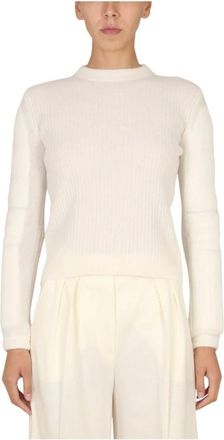 Max Mara Smirne Ronde Hals Gebreid - Dames - Ronde hals truien - Wit - M - Wol - Truien & Vesten