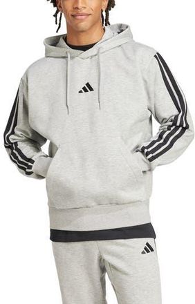 adidas Essential 3-Stripes Fleece Hoodie in Medium Grey Heather/Black at Nordstrom Rack, Size Xx-Large