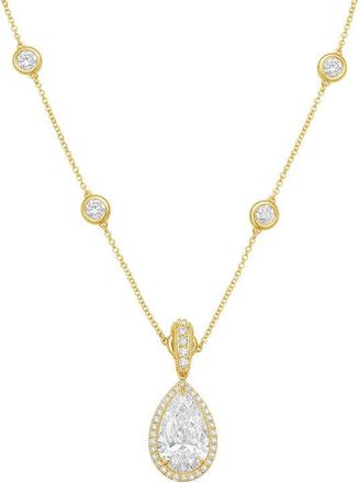 Diana M. Jewels 14kt Yellow gold Lab Grown 12.00 ct Pear Diamond Halo Pendant With Bail