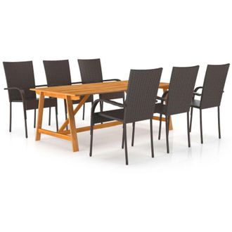 vidaXL Cena De 7 Pc Set Para Brown Garden