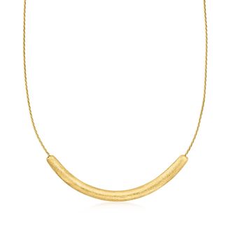 Ross-Simons Italian 18kt Gold Over Sterling Curved Bar Necklace